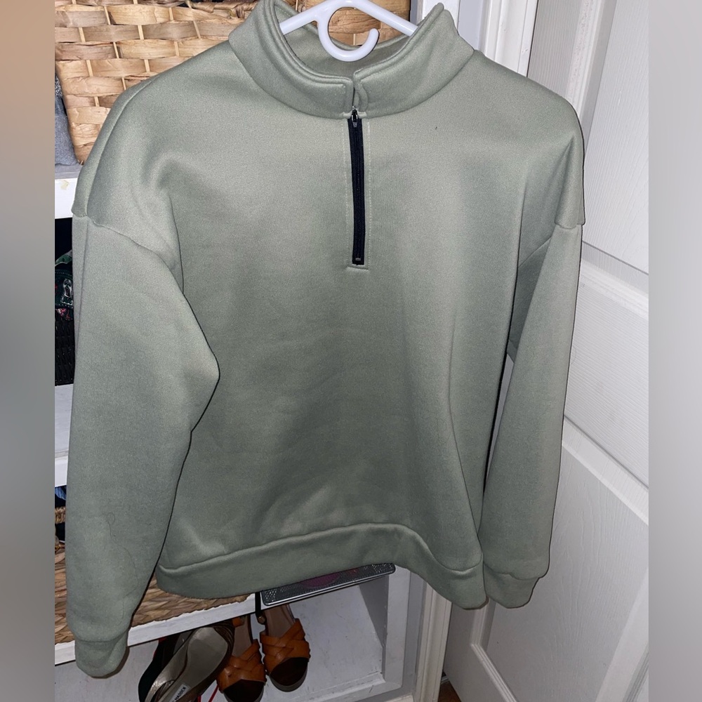 Sage Green Half-Zip Sweater